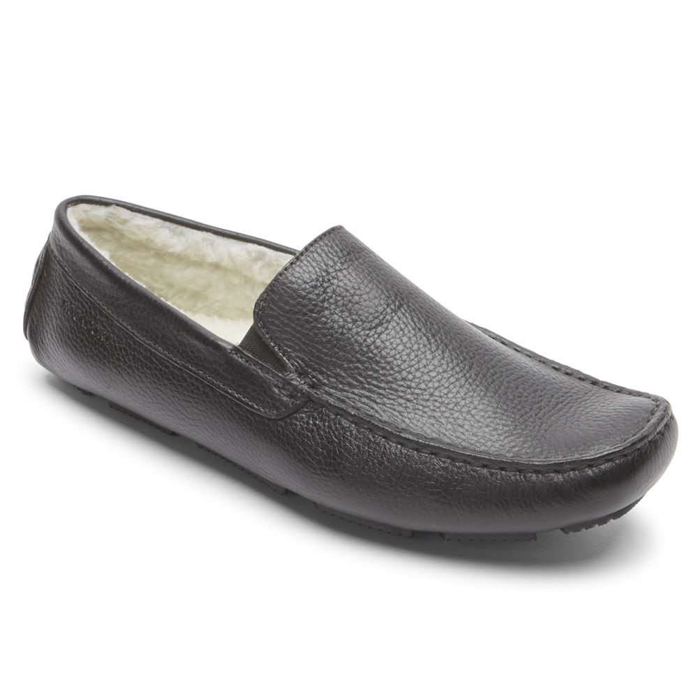 rockport men's rhyder leather slippers